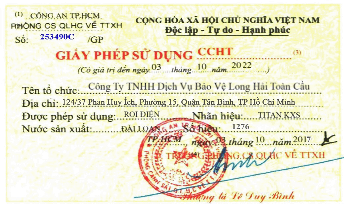 Công ty TNHH DV Bảo Vệ Long Hải Toàn Cầu